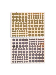 Gommettes rondes métallisées repositionnables, sachet de 12 feuilles or et argent
