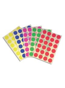 Gommettes repositionnables rondes 40mm, couleurs assorties, sachet de 6 planches