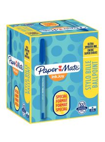 Stylo bille pointe moyenne Inkjoy 100 CAP, bleu, boîte de 100
