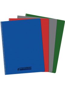 Cahier polypro 21x29,7cm, 100p, petits carreaux, spirale 90g