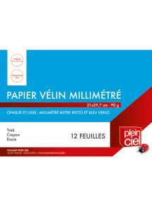 Papier millimétré 90g, format A4, pochette de 12 feuilles