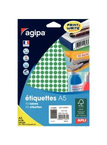 Etui de 2940 pastilles adhésives diamètre 8 mm vert