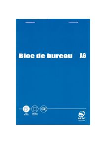 Bloc de bureau 100 feuilles, format A6, petits carreaux, papier 60g