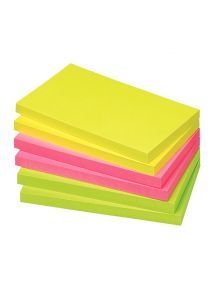 Lot de 6 blocs de notes repositionnables de 80 feuilles 75 x 125 mm couleurs vives assorties