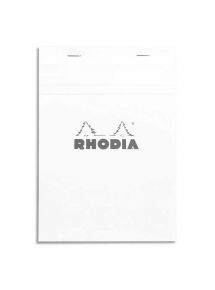 Bloc de bureau 80g Rhodia agrafé en tête, 160 pages, petits carreaux, format 14,8x21cm, blanc