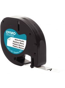 Recharge lettre plastique 12 mm x 4 m noir sur blanc