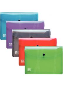 Paquet de 5 enveloppes à pression en polypropylène HAWAÏ pour format A4, coloris assortis