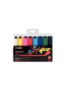 Boîte de 8 marqueurs Posca écriture 4,5mm couleurs assorties