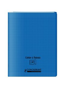 Cahier polypro avec rabat 24x32cm, 96p, grands carreaux, bleu