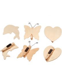 Lot de 12 porte-mémo magnétiques en bois assortis