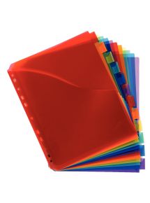 Jeu de 12 intercalaires à onglets personnalisables en polypropylène coloré, format A4