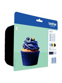 Brother CUPCAKE lot 4 cartouches jet d'encre noire, cyan, magenta, jaune authentique (LC123VALBP)
