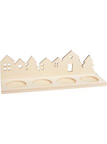 Long bougeoir village de Noël en bois