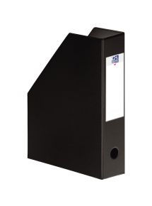 Porte-revues en PVC soudé 19/10e, dos de 10cm, noir, livré à plat