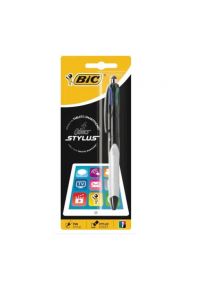 Stylo bille 4 couleurs Stylus  grip avec embout stylet spécial surfaces tactiles