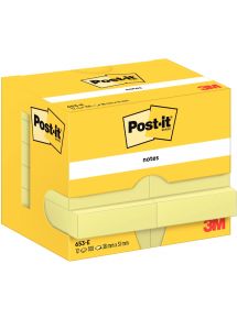 Bloc Post-it Jaune format 38x51 mm, lot de 12 blocs de 100 feuilles