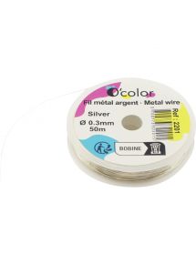 Bobine 50 m de fil argenté. diamètre 0,3 mm