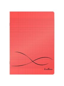 Cahier piqûre 48 pages, 17x22 cm, papier blanc 90g, seyès, couverture polypropylène rouge