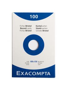 Fiche bristol non perforée, format 10,5x14,cm, unie, blanc, étui de 100 