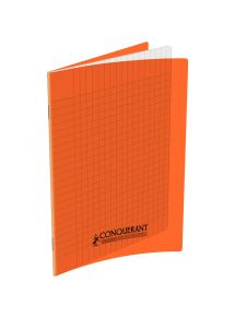 Cahier polypro 17x22cm, 60p, grands carreaux, orange