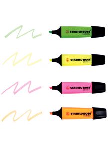 Surligneur Stabilo Boss Original, pointe biseautée, étui de 4 couleurs assorties