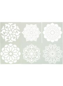 Lot de 6 pochoirs en plastique Mandala