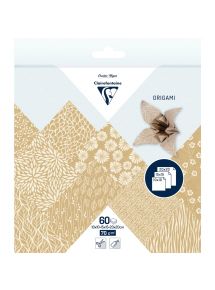 Pochette 60 feuillles origami 3 formats kraft floral