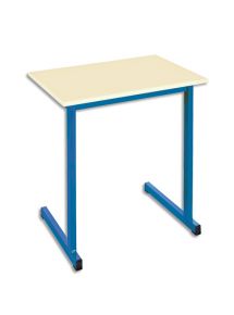 Table scolaire monoplace hêtre piètement bleu, L70xH76xP50cm, taille 6