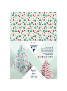 Carton décor 150g, format 25x35cm, paquet de 40 feuilles décor Noël