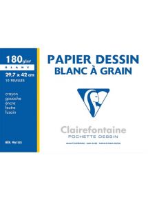 Papier dessin blanc 180g, format 29,7x42cm, pochette de 10