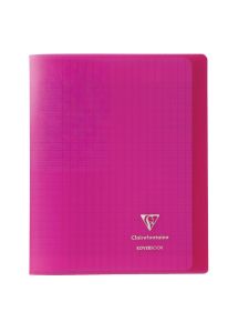 Cahier piqûre 96 pages Koverbook, 17x22 cm, seyès 90g, couverture polypropylène rose