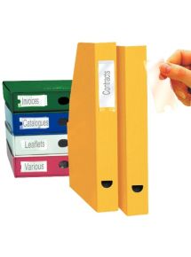 Blister de 12 porte-étiquettes adhésives en polypropylène format 25x75 mm