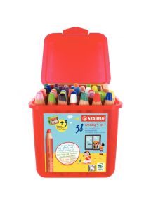 Crayon de couleur multi-talents Woody 3in1, pot de 38 + 3 Taille-crayons