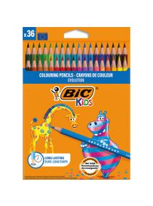 Crayon de couleur Evolution Bic Kids, pochette de 36