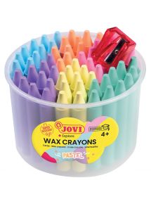 Pot de 60 crayons de cire pastel assortis + 1 taille crayon