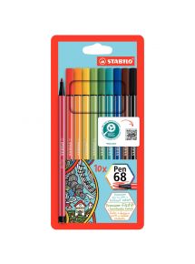 Feutre de coloriage Pen 68 pointe moyenne, étui chevalet de 10