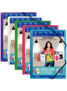 Chemise 3 rabats à élastiques personnalisable POLYVISION en polypropylène, coloris assortis