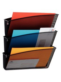 Lot de 3 corbeilles murales MESH en métal noire