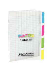 Cahier polypro 4 en 1, 17x22cm, 140p, grands carreaux, 90g