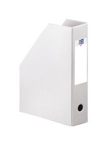 Porte-revues en PVC soudé 19/10e, dos de 10cm, blanc, livré à plat