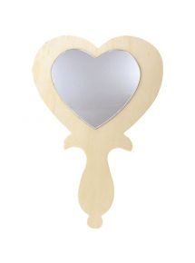 Lot de 10 miroirs à main en bois déco cœur