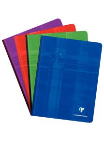 Cahier 17x22cm, 192p, grands carreaux, brochure 90g