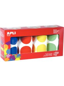 Gommette autocollante ronde Ø45mm, boîte de 4 rouleaux couleurs assorties