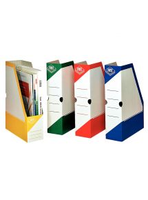 Paquet de 4 porte-revues en carton dos 8cm assortis
