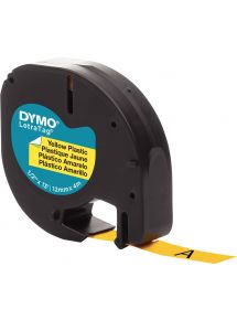 Recharge lettre plastique 12 mm x 4 m  noir sur jaune