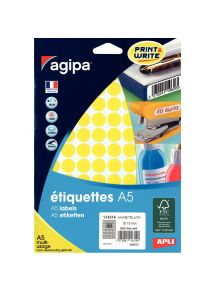 Etui de 960 pastilles adhésives diamètre 15 mm jaune