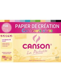 Papier de création assortis vifs 160g, format 21x29,7cm, pochette de 12