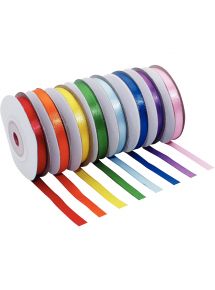 Lot de 8 rubans en satin dimensions 6 mm x 10 m coloris assortis