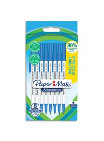 Stylo bille pointe moyenne Kilometrico, bleu, sachet de 8