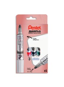Marqueur Maxiflo pointe ogive extra-lage 4mm, pochette de 4 couleurs assorties